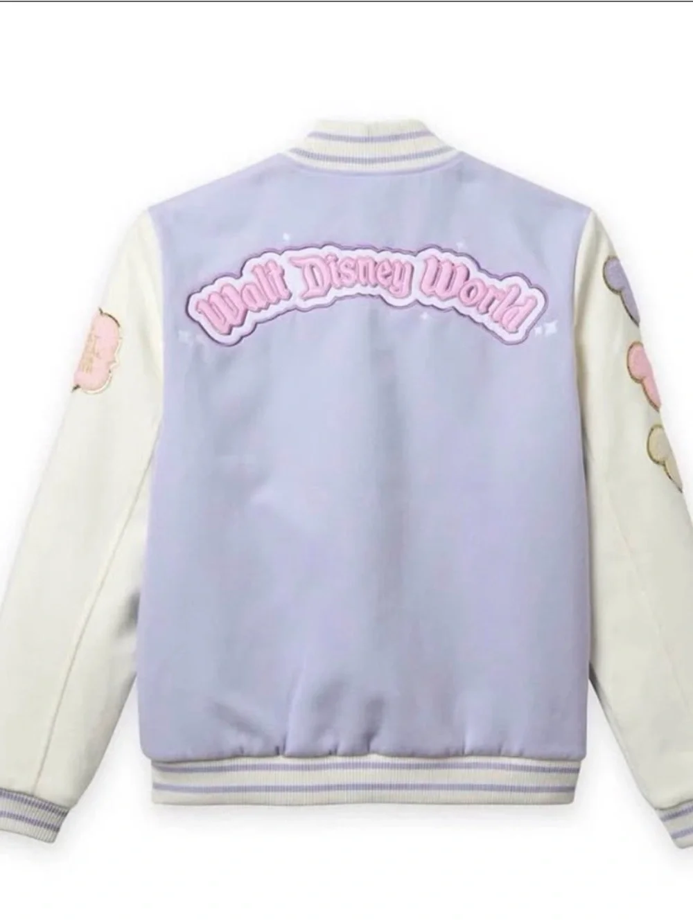 Stoney Clover Lane Disney Lavender and White Varsity Jacket with Pastel Accents - Picture 2 of 3
